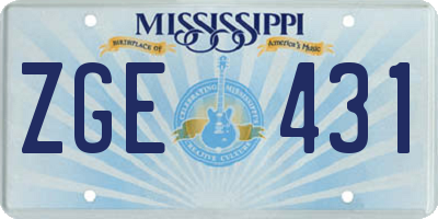 MS license plate ZGE431