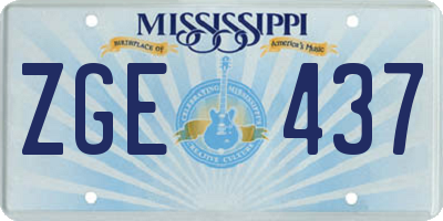 MS license plate ZGE437