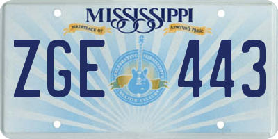 MS license plate ZGE443