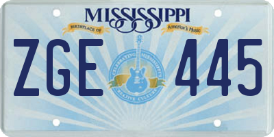 MS license plate ZGE445