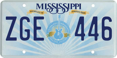 MS license plate ZGE446