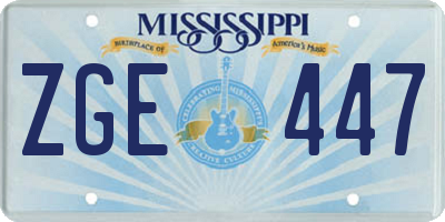 MS license plate ZGE447