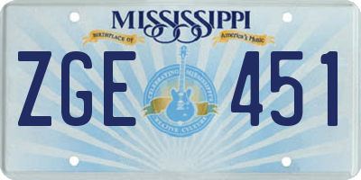 MS license plate ZGE451