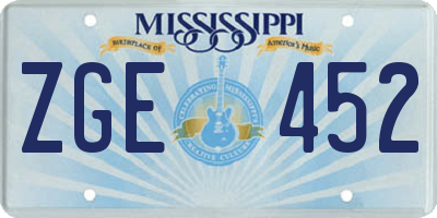 MS license plate ZGE452