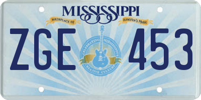MS license plate ZGE453