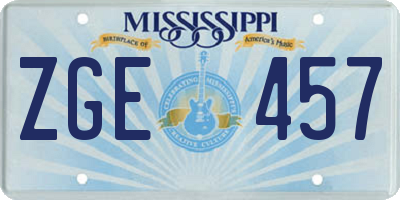 MS license plate ZGE457