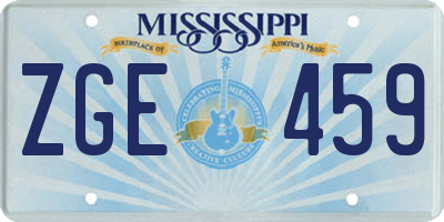MS license plate ZGE459