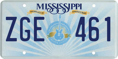 MS license plate ZGE461