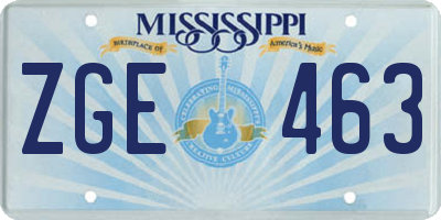 MS license plate ZGE463
