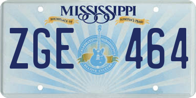 MS license plate ZGE464