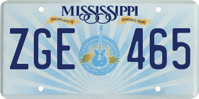 MS license plate ZGE465