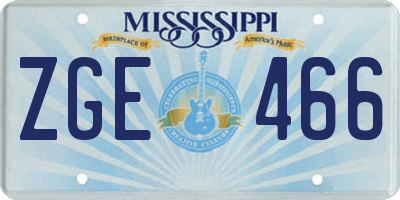 MS license plate ZGE466