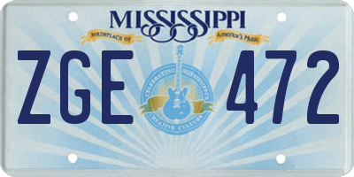 MS license plate ZGE472