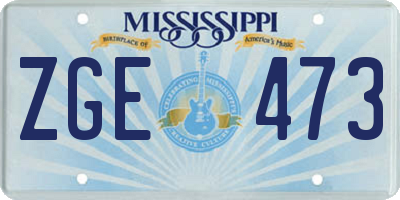 MS license plate ZGE473