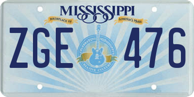 MS license plate ZGE476