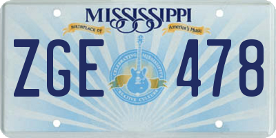 MS license plate ZGE478