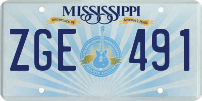 MS license plate ZGE491