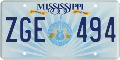 MS license plate ZGE494