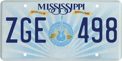 MS license plate ZGE498