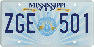 MS license plate ZGE501