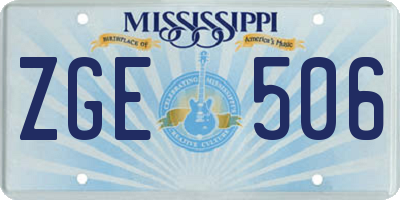 MS license plate ZGE506