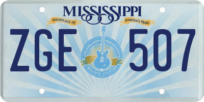 MS license plate ZGE507
