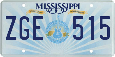 MS license plate ZGE515