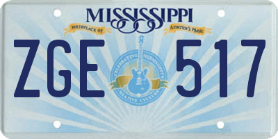 MS license plate ZGE517