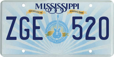 MS license plate ZGE520