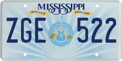 MS license plate ZGE522