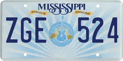 MS license plate ZGE524