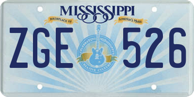MS license plate ZGE526
