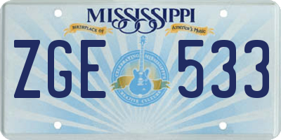 MS license plate ZGE533