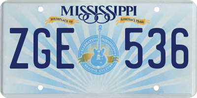 MS license plate ZGE536