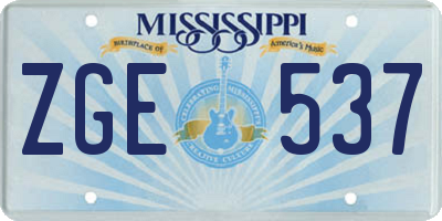 MS license plate ZGE537
