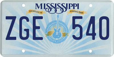 MS license plate ZGE540