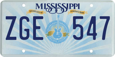 MS license plate ZGE547