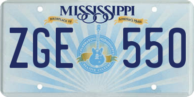 MS license plate ZGE550