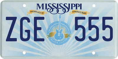 MS license plate ZGE555