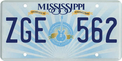 MS license plate ZGE562
