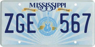 MS license plate ZGE567