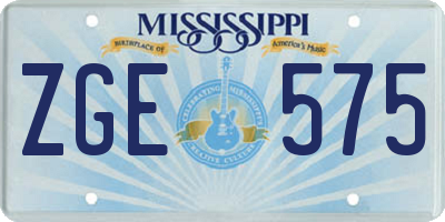 MS license plate ZGE575