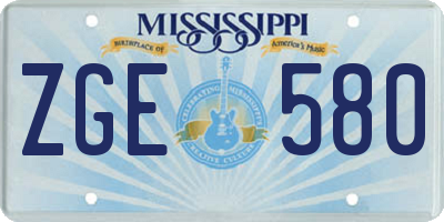 MS license plate ZGE580