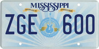 MS license plate ZGE600