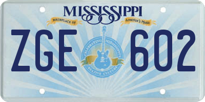MS license plate ZGE602