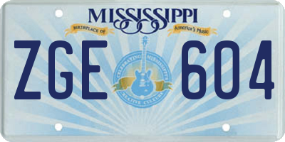 MS license plate ZGE604