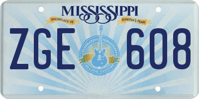 MS license plate ZGE608