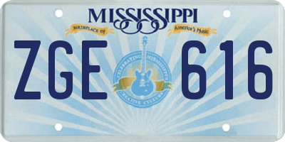 MS license plate ZGE616