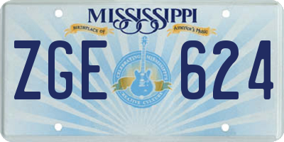 MS license plate ZGE624