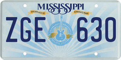 MS license plate ZGE630